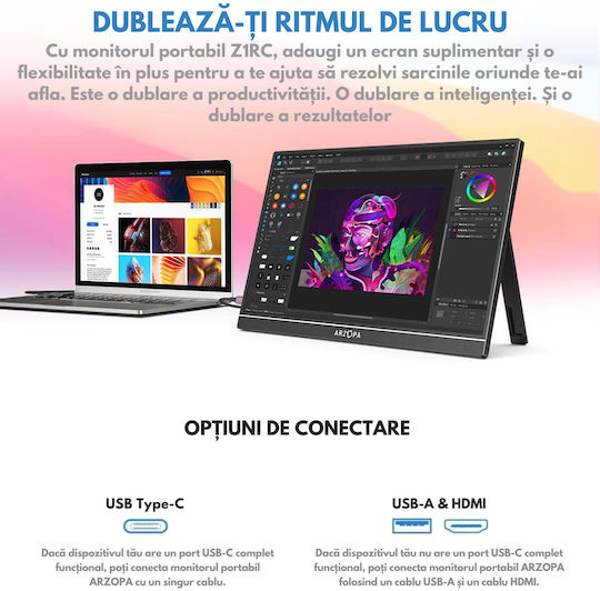 Qova Arzopa Z1RC IPS HDR Portable Monitor 16" QHD 2560x1600 Gray