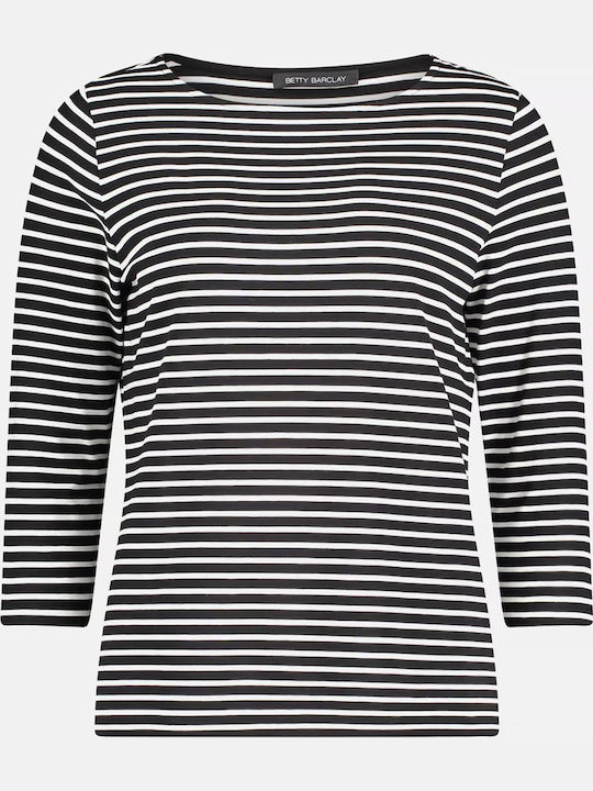 Bluza Damă Cu Mânecă 3/4 Cu Dungi Neagră