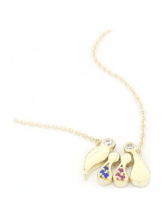Necklace Family In 9 K Gold With Zircon