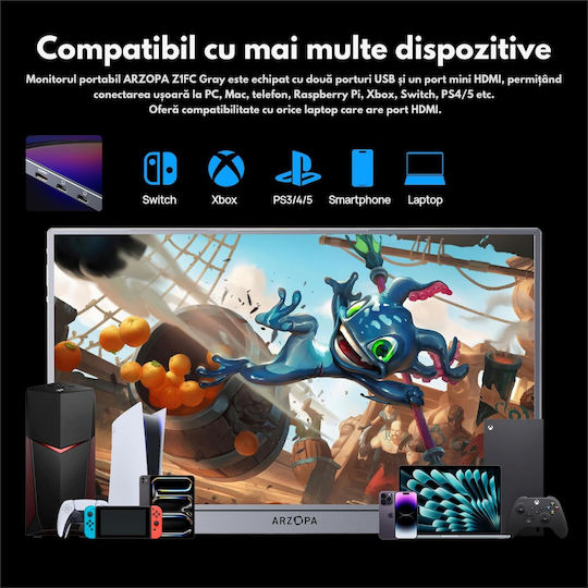 Qova Z1FC HDR Portable Monitor 16.1" FHD 1920x1080 144Hz Gray