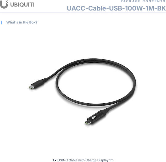 Ubiquiti USB 2.0 Kabel USB-C männlich - USB-C 1m UACC-Cable-USB-100W-1M-Schwarz