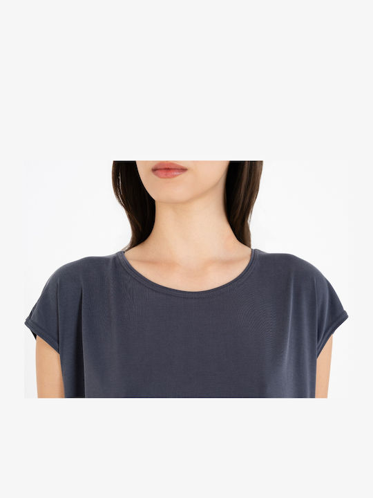 Women's Crop Top Short Sleeve Dark Blue