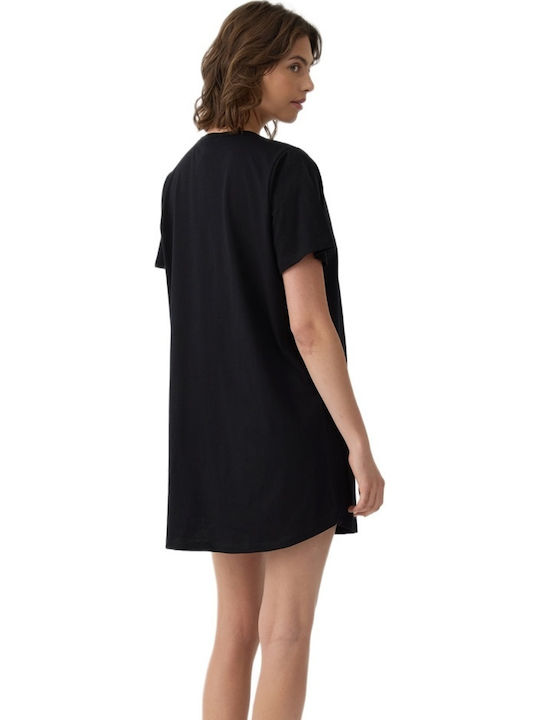 Minerva Summer Cotton Women's Black Nightgown