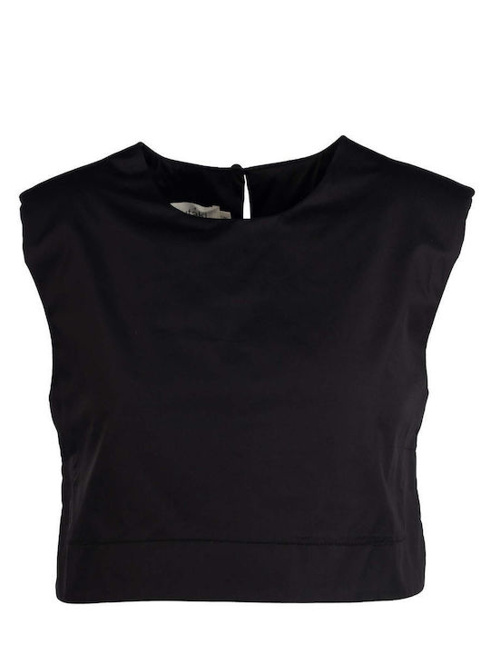 Women's Crop Top Cotton Sleeveless Black