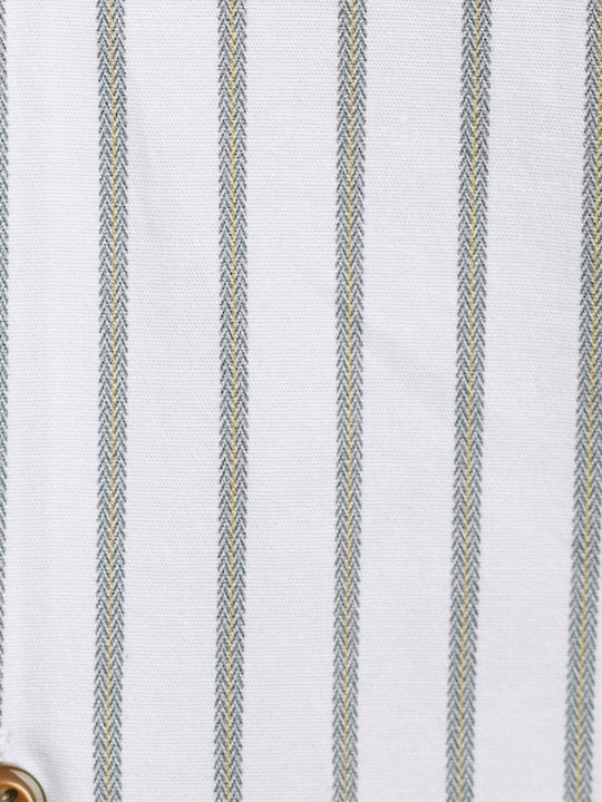 Long Sleeve Shirt Narrow Fit Striped Green Striped
