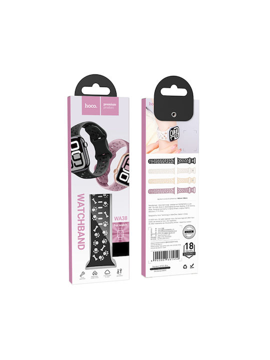 Hoco Wa38 Time Series Tragbare Bänder 44 45 46 49mm Silikonarmband Apple Watch Series 1 2 3 4 5 6 7 8 9 se Ultra1 Ultra2 Schwarz