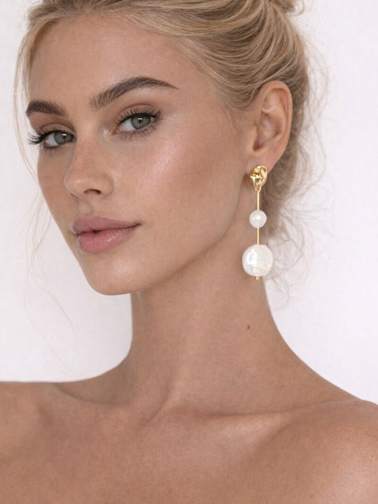 Eluna Earrings Hoops With Pearls