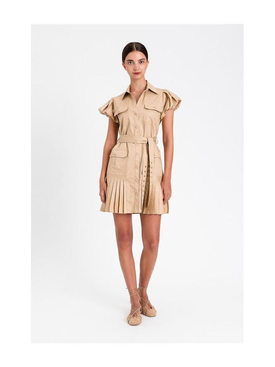 Rochii De Vară Pentru Femei Mini Rochie-Cămașă Bej