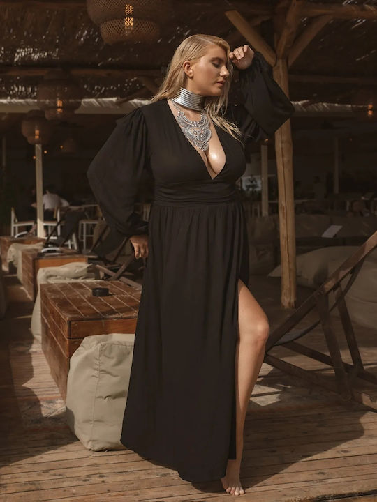 Maxi Long Sleeve Black Dress Size S