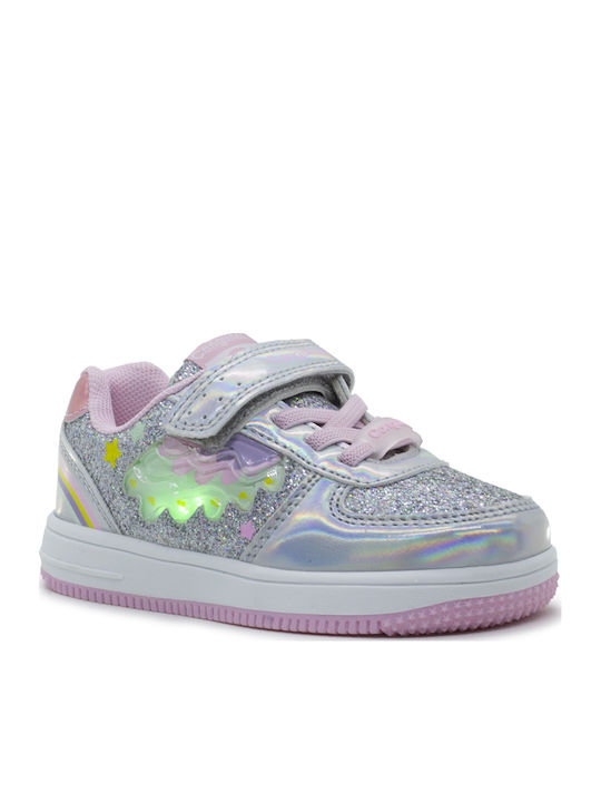 Παιδικά Sneakers με Φωτάκια Ασημί