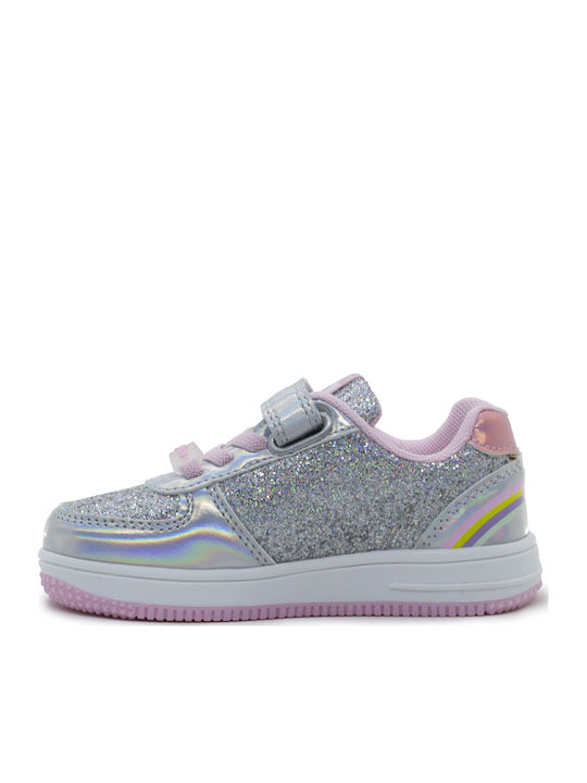 Παιδικά Sneakers με Φωτάκια Ασημί