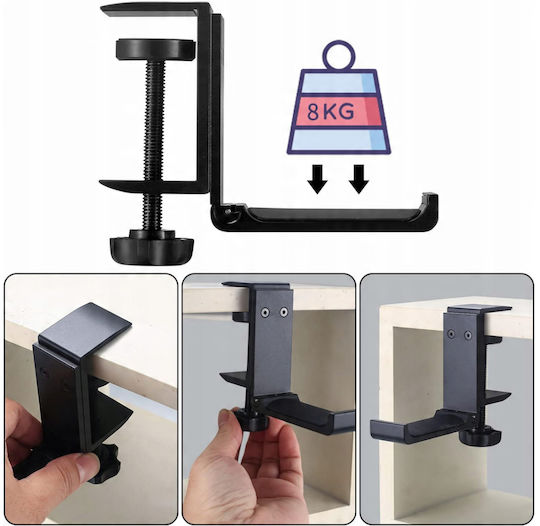 Suport Multifuncțional Pentru Căști Zola Prindere Pe Birou Braț Rabatabil Suprafață Protectoare Din Cauciuc Aluminiu 12.3 X 8.3 X 3 Cm Negru