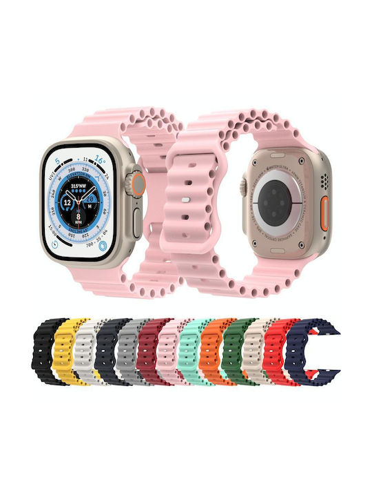 Silicone Watch Strap Ocean Style Apple Watch Ultra 49mm & Watch Ultra 2 49mm Series 9 & 8 & 7 45mm SE 3 & SE 2 & 6 & SE & 5 & 4 44mm 3 & 2 & 1 42mm Red