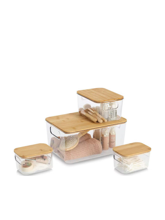 Zeller Cutie De Depozitare Din Plastic Cu Capac Transparent 31x22x15cm 4 Bucăți