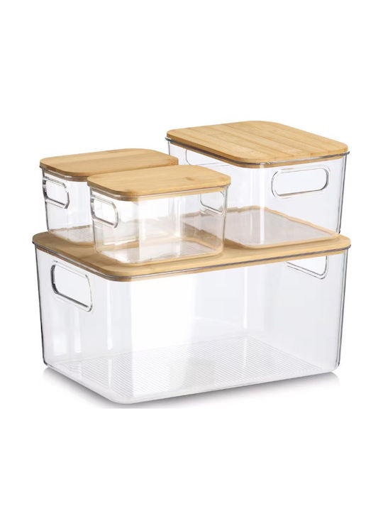 Zeller Cutie De Depozitare Din Plastic Cu Capac Transparent 31x22x15cm 4 Bucăți