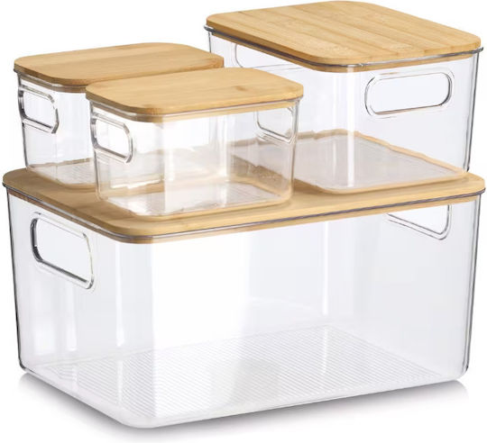 Zeller Cutie De Depozitare Din Plastic Cu Capac Transparent 31x22x15cm 4 Bucăți