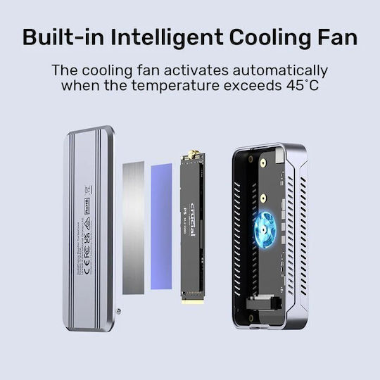Unitek Usb-c Nvme Pcie Enclosure Usb 4.0 40gbps W Cooling Fan S1242a