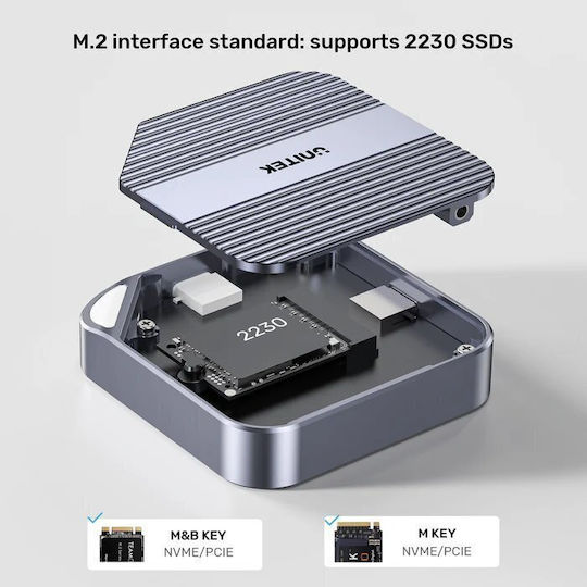 Unitek Usb-c Nvme Pcie M2 2230 Magnetic Ssd Enclosure 10gbps Pd100w S1244a