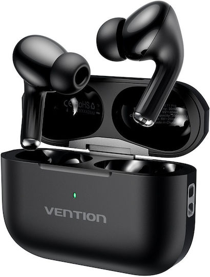 Vention Echo Lite E11 Pro In-ear Bluetooth Handsfree Ακουστικά με Αντοχή στον Ιδρώτα και Θήκη Φόρτισης Μαύρα