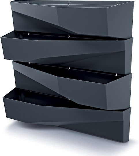 Set 2 Ghivece De Flori Din Plastic Gri Antracit