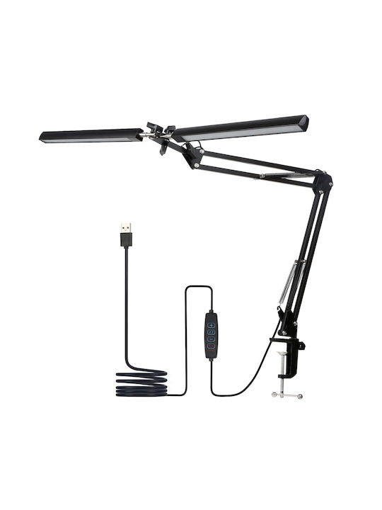 LED Iluminat de Birou cu Braț Flexibil și Clip în Culoare Neagră