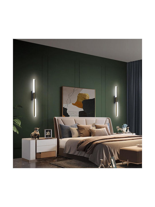 Lampa De Perete Modernă Cu LED Integrat Și Lumină Alb Rece Neagră 50x3cm