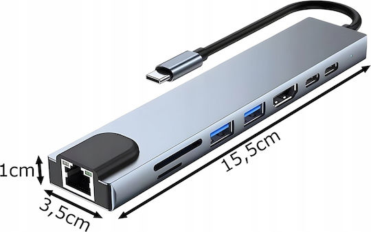 USB 3.0 Hub 10 Ports with USB-A / Ethernet Connection & Gray Charging Port