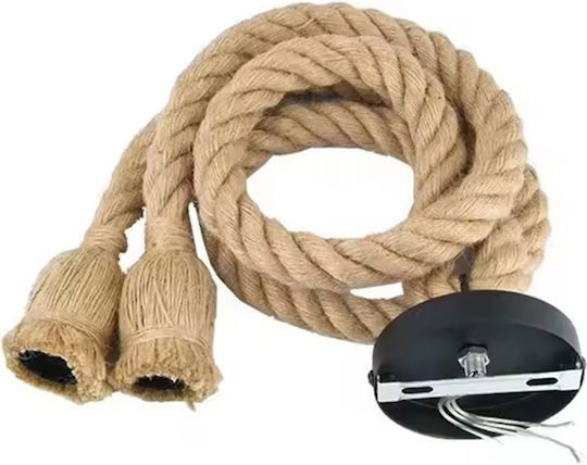 Lumini Suspendate Negru Cu Frânghie Pentru Bază De Bec E27