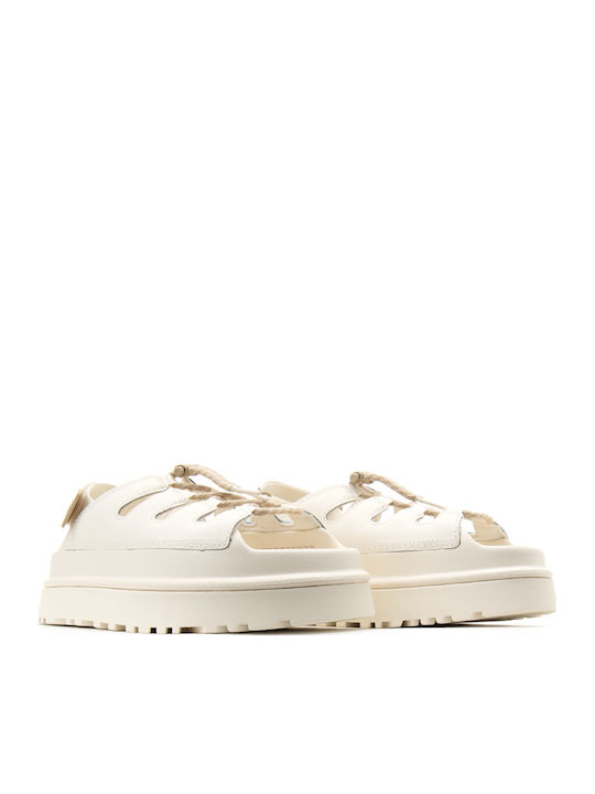 Goldenglow Leather Women's Sandals Flatforms Ecru