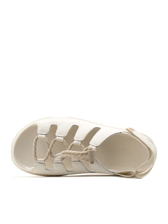 Goldenglow Leather Women's Sandals Flatforms Ecru