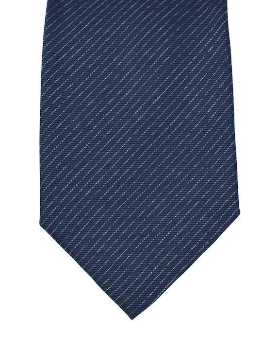 Makis Tselios Fashion Ανδρική Γραβάτα Μεταξωτή με Σχέδια σε Μπλε Χρώμα