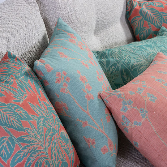 Nef-Nef Homeware Μαξιλάρι Καναπέ Charisma από 100% Βαμβάκι Coral/green 45x45εκ.