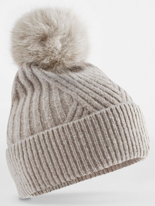 Beanie Unisex Căciulă cu Tricotaj Coastă în Culoare Bej