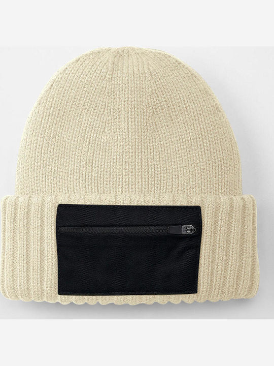 Beanie Unisex Σκούφος Πλεκτός σε Μπεζ χρώμα