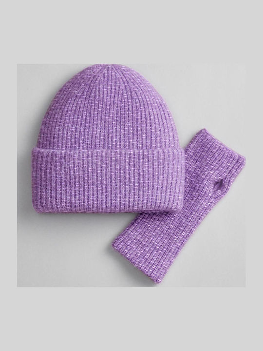 Beanie Unisex Strickmütze in Flieder Farbe