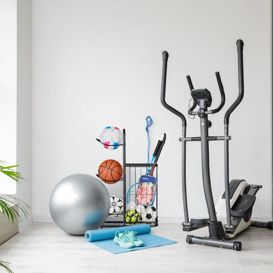 Bază Pentru Mingi Relaxdays Suport Metalic Pentru Echipament Sportiv Cu 3 Locuri Și 1 Coș Negru 10050761_46