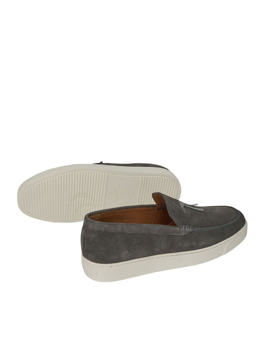 Leather Men's Loafers in Gray Colour