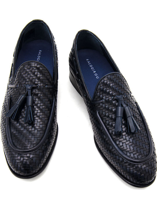 Δερμάτινα Ανδρικά Loafers σε Μπλε Χρώμα