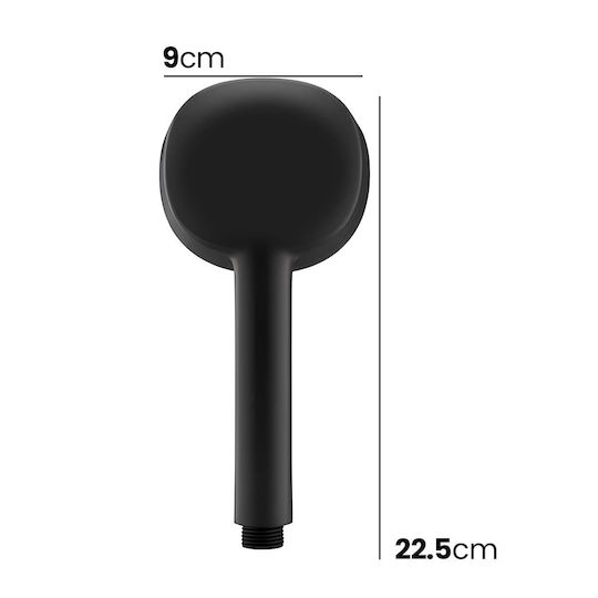 Avizar Rectangular Single-jet Hand Shower Adjustable Pressure Compact Size 22x9cm Black
