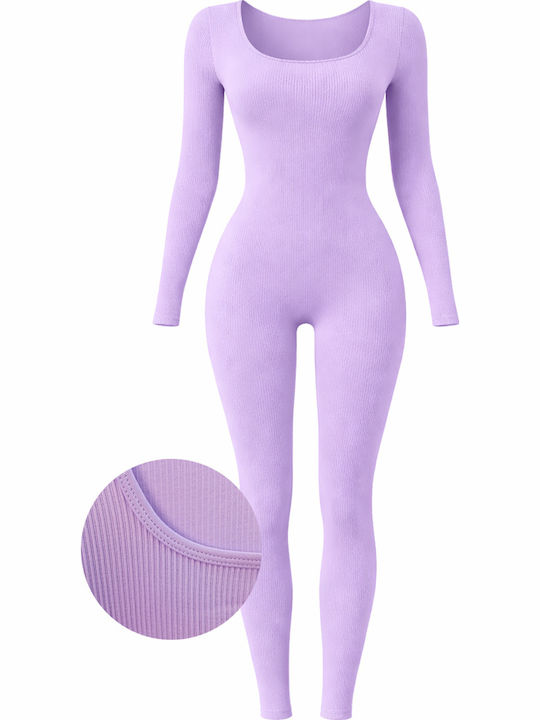 Women’s Long Sleeve One-piece Jumpsuit Lilac