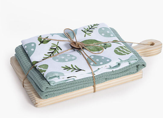 Nef-Nef Homeware Birdy Ποτηρόπανο σε Πράσινο Χρώμα 40x40cm 2τμχ
