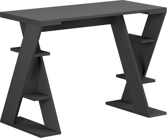 Papillon Wooden Desk with Bookcase Anthracite 106x50x75cm