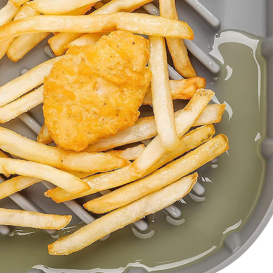 Formă Din Silicon Pentru Air Fryer Cuptor 20 X 20 X 6.5 Cm Mânere Antiaderentă Reutilizabilă Capacitate 1.5l Gri