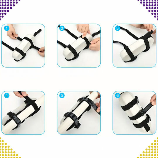 Suport Bidon Bicicletă Trotinetă Zola Prindere cu Velcro Ghidon Cadru Montare Circumferință Maximă 35 Cm PVC Negru