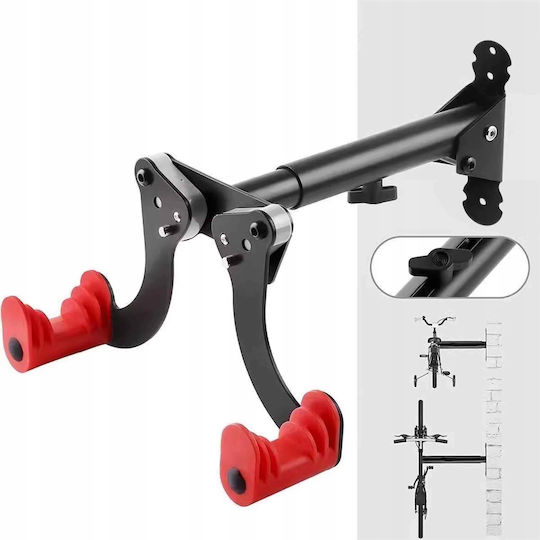 Suport De Perete Pentru Bicicletă Zola 2 Brațe Reglabile 19-37 Cm Accesorii Montare Oțel Antiderapant Incluse 37 X 17.5 Cm Negru Roșu