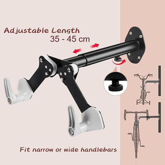 Suport Bicicletă Zola Brațe Reglabile 26.5-40 Cm Cadre 5 Cm Sarcină 25 Kg Aliaj Aluminiu Oțel 40x28x12 Cm Negru