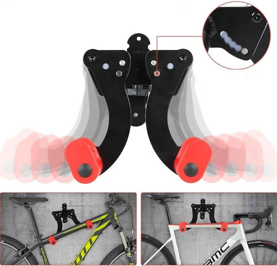 Suport De Perete Pentru Bicicletă Zola 2 Brațe Reglabile 19-37 Cm Accesorii Montare Oțel Antiderapant Incluse 37 X 17.5 Cm Negru Roșu