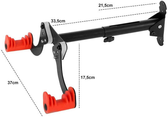 Suport De Perete Pentru Bicicletă Zola 2 Brațe Reglabile 19-37 Cm Accesorii Montare Oțel Antiderapant Incluse 37 X 17.5 Cm Negru Roșu