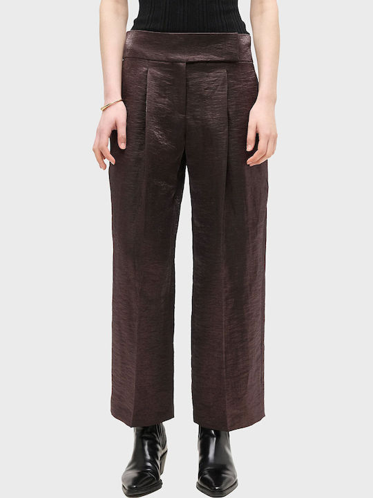 Women's Linen Trousers Dark Brown