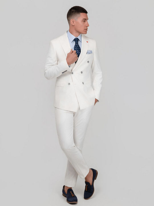 Summer Men's Suit with Slim Fit White